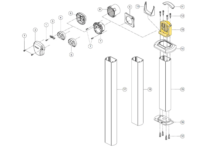 fadini Ersatzteil der Halterung des Lichtschrankes für die Montage an der Säule oder an der seitlichen Wand 55013