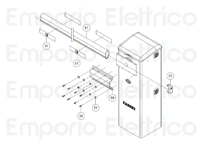 fadini Ersatzteil des Profils der Stange r532 da 2,10 m aus Aluminium für bayt 980 97061