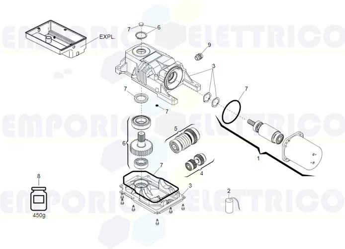 faac Seite Ersatzteile des 770 Motors 230v